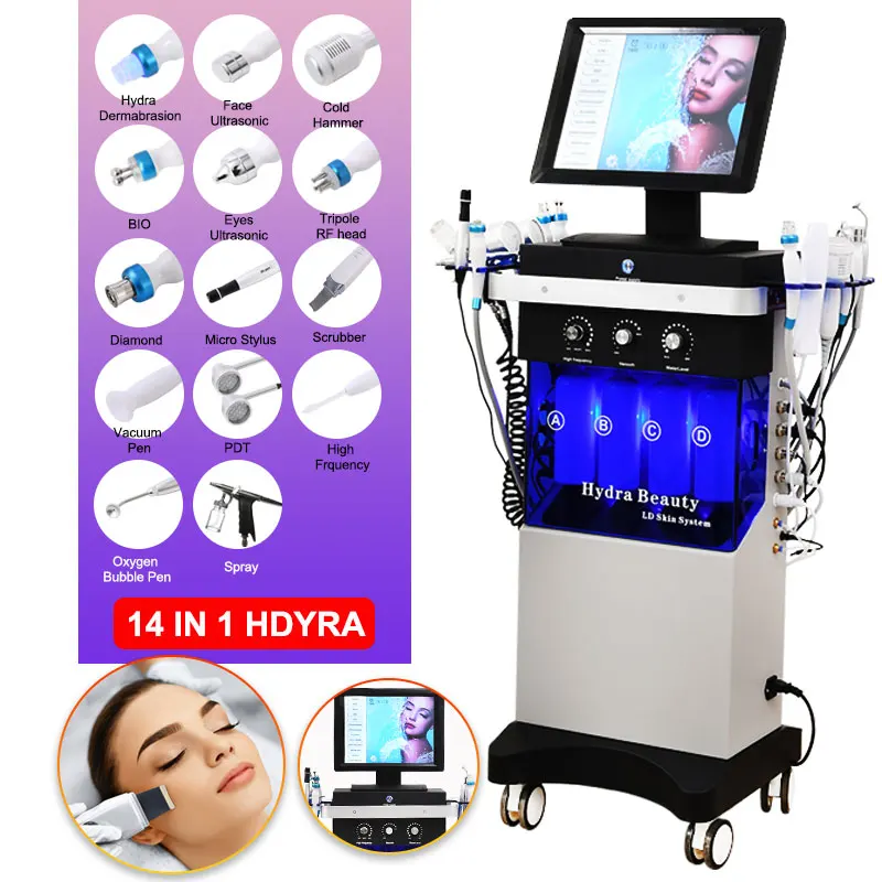 14 In 1 Oxygen Jet Portable Hydra Hydrofacial Facial Treatment Deep Cleaning Machine Beauty Salon Equipment Hydra Machine