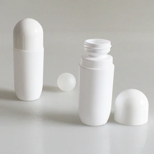 Plastic Anti-perspirant Roller Bottles Skin Care Packaging Cosmetic Screw Cap 50ml Empty Refillable Roll-on Bottle White Matte