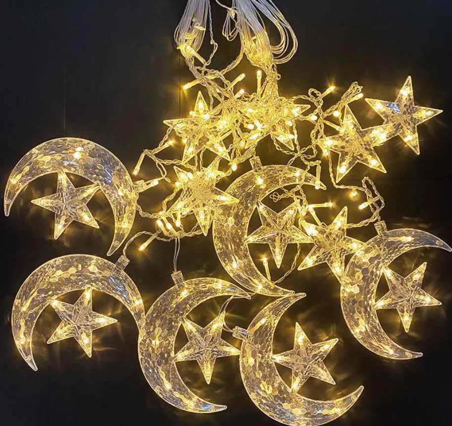 Ramadan Decoration Lights String Stars Moon Curtain Lights Eid Decoration Lights