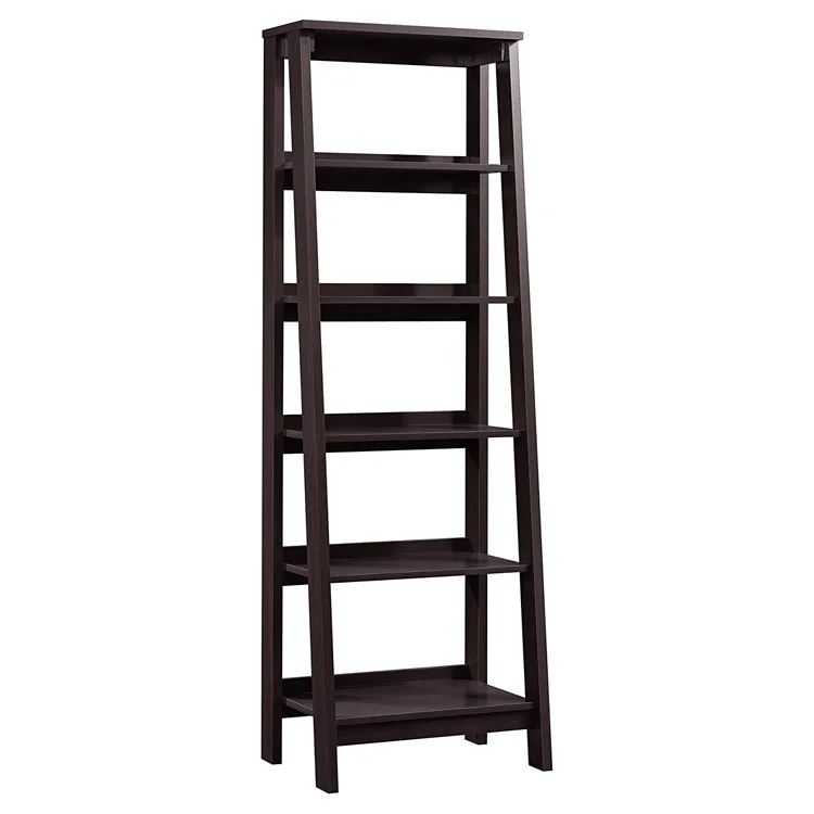 Living Room Furniture Modern Low Price Wood High Vertical 5 Tier Ladder Standing Display Bookshelf Bookcases