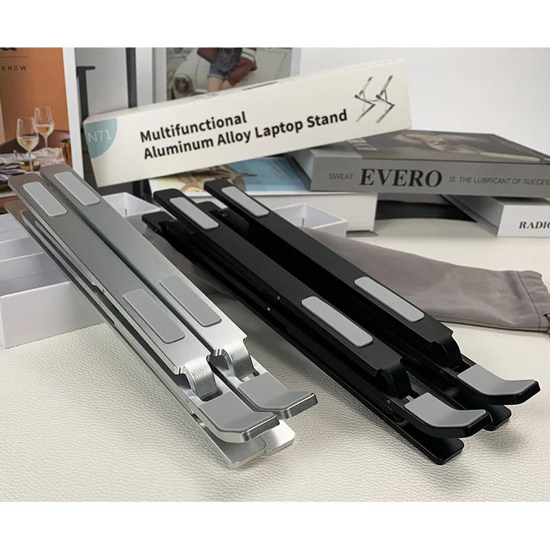 Double Layer Laptop Stand Holder Aluminum New Design Portable 6+9 Levels Adjustable Foldable Aluminum Stand Laptop