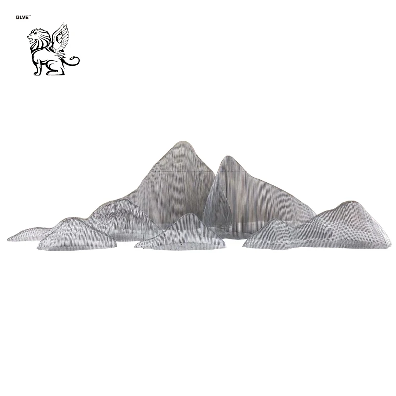 3D Home Decor Modern Art Abstract Metal Wire Sculptures Stainless Steel Mountains Sculpture For Garden