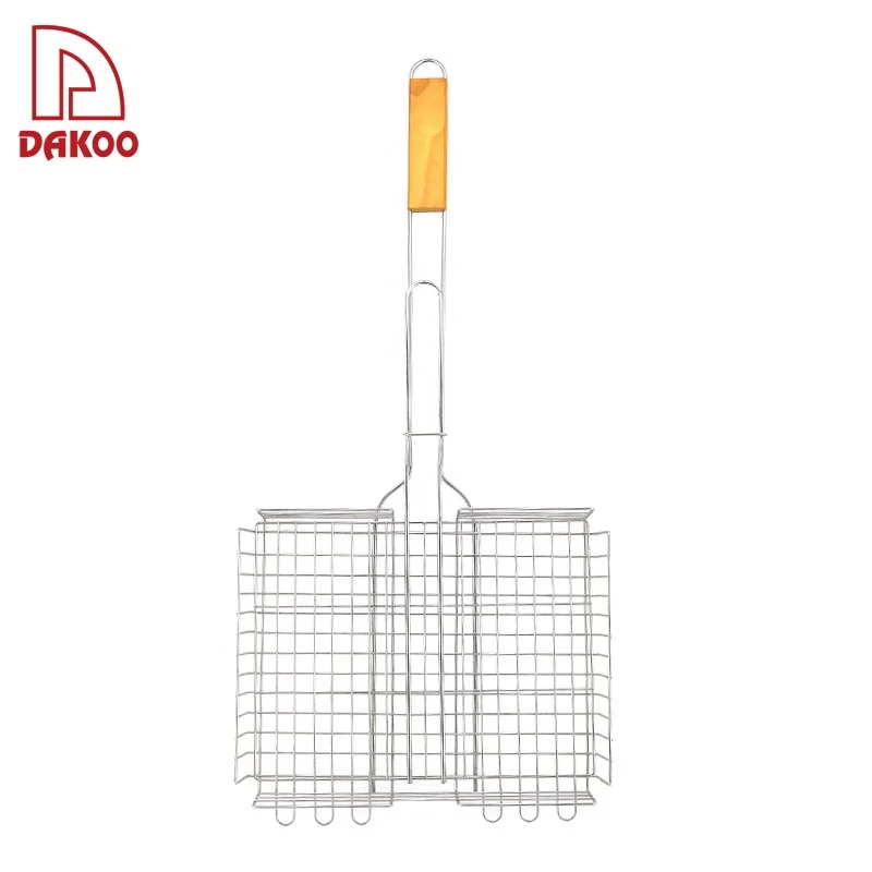 High-grade wire mesh clamp Stainless Steel BBQ Mesh Baskets Barbecue Tools Grill Net