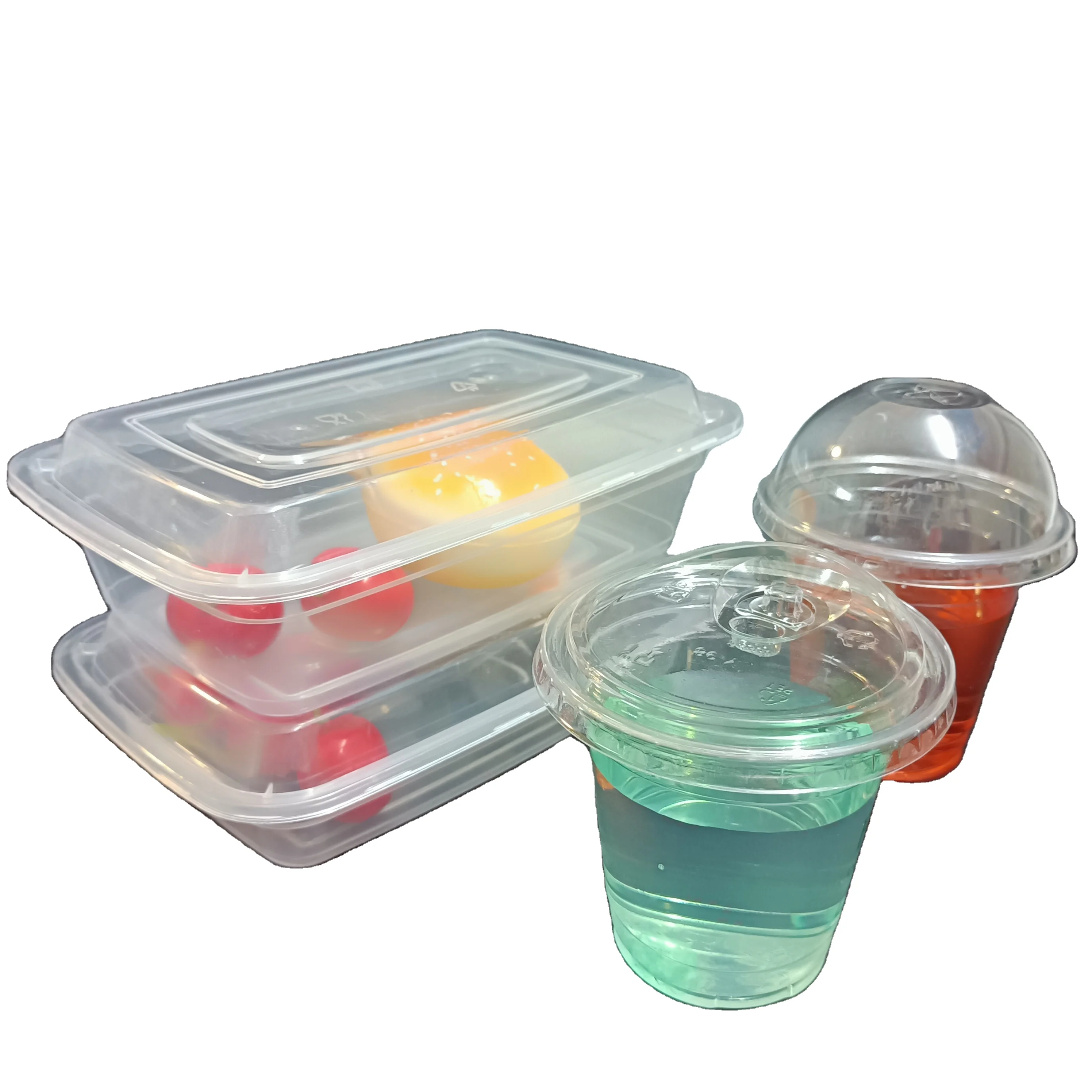 SP1560 1000ml 750ml Clear Rectangular Pp Plastic Bento Salad fruit Food Disposable Lunch Box With Lid