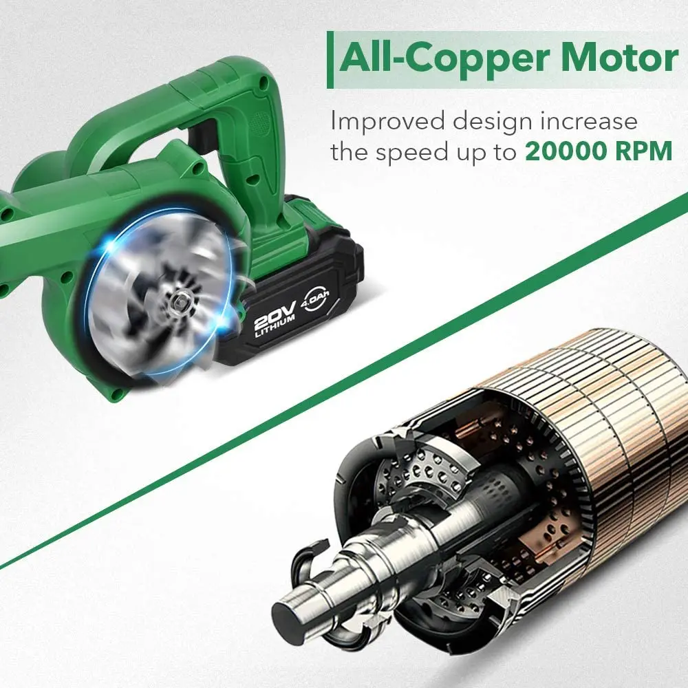 21V 2.0-4.0ah Cordless Li-ion Battery Air Leaf Blower Vacuum Blower