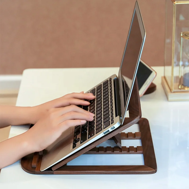 Solid Wood Adjustable Laptop Stand Foldable Laptop Stand with Multiple Angles