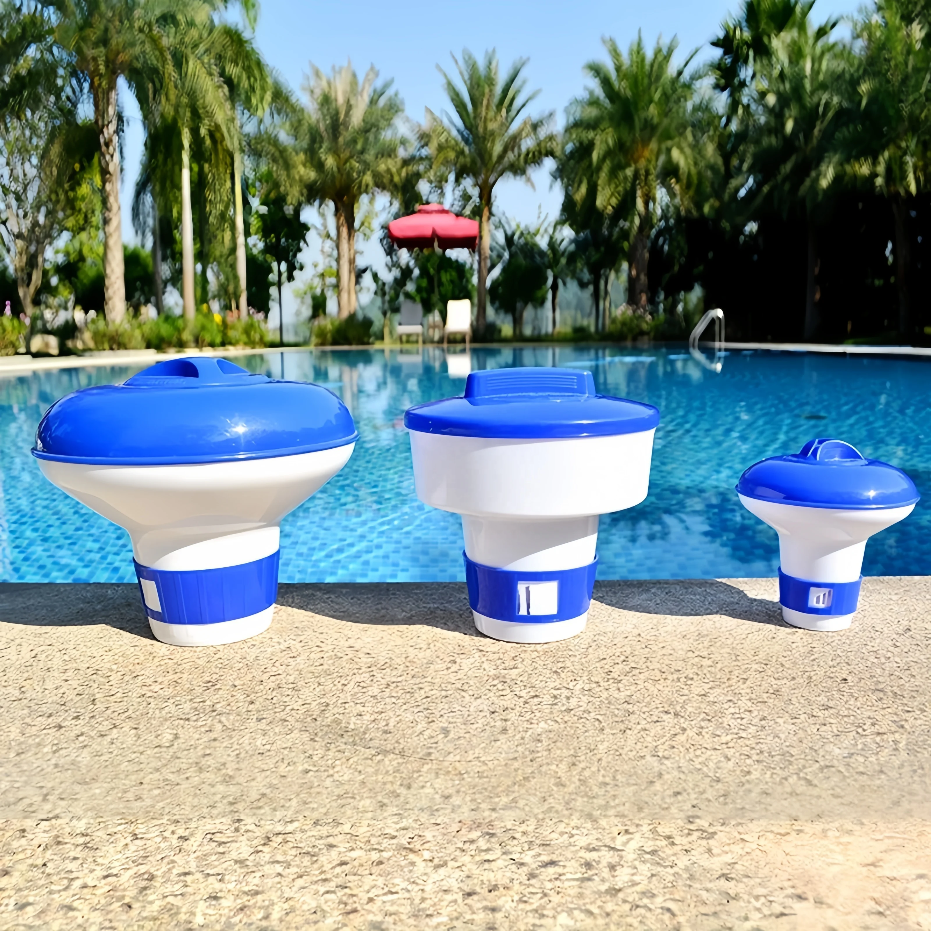 Large Capacity  Floating Chlorine Distributor for Swimming Pools for 3-Inch Chlorine Sheets Adjustable Pool Tool Accessory