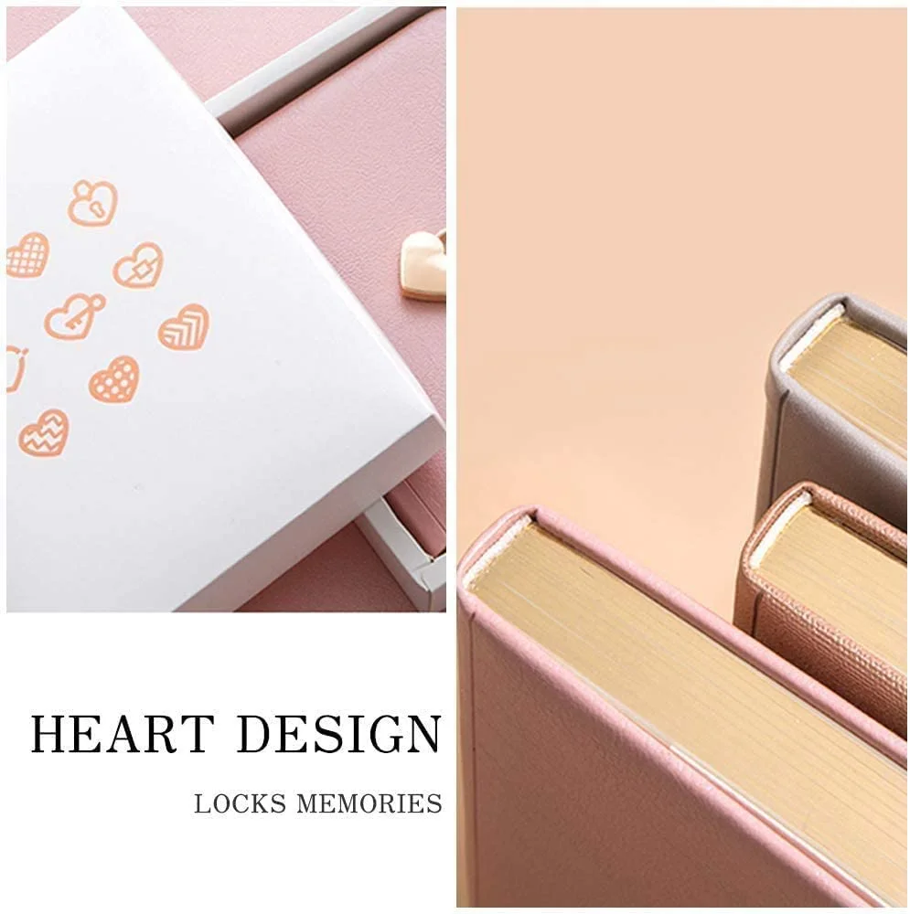 B6 Kawaii Diary Heart Lock Diary with lock and key PU Secret Notebook Retro Travel Liner Paper Heart lock Diary