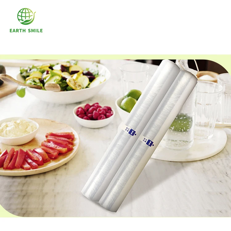 Clear Eco Food Grade Cornstarch PLA PBAT Vegetable Food Cling Wrap 100% Compostable Plastic Cling Film Roll