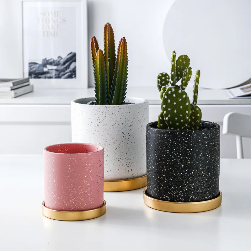 Wholesale ceramic succulent pots  flower pots and planters with tray