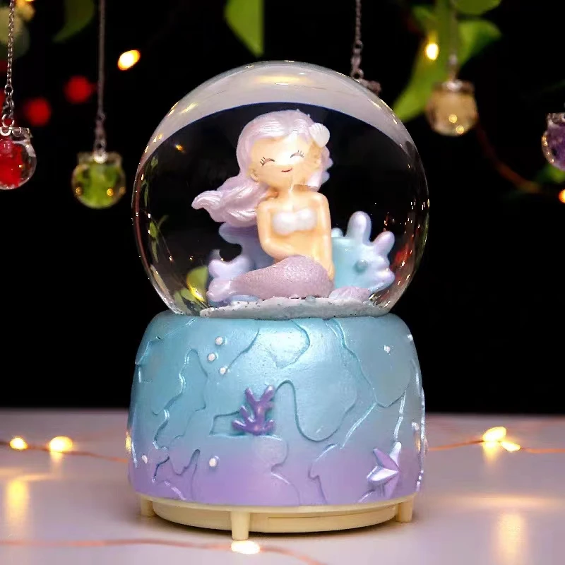Custom 80 mm interior is swirling snow Snow Globe LED Light Water Ball With Floating Inside