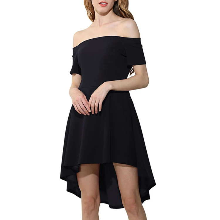 fashion womens Off The Shoulder Short Sleeve High Low Cocktail Skater Dress new arrivals 2021