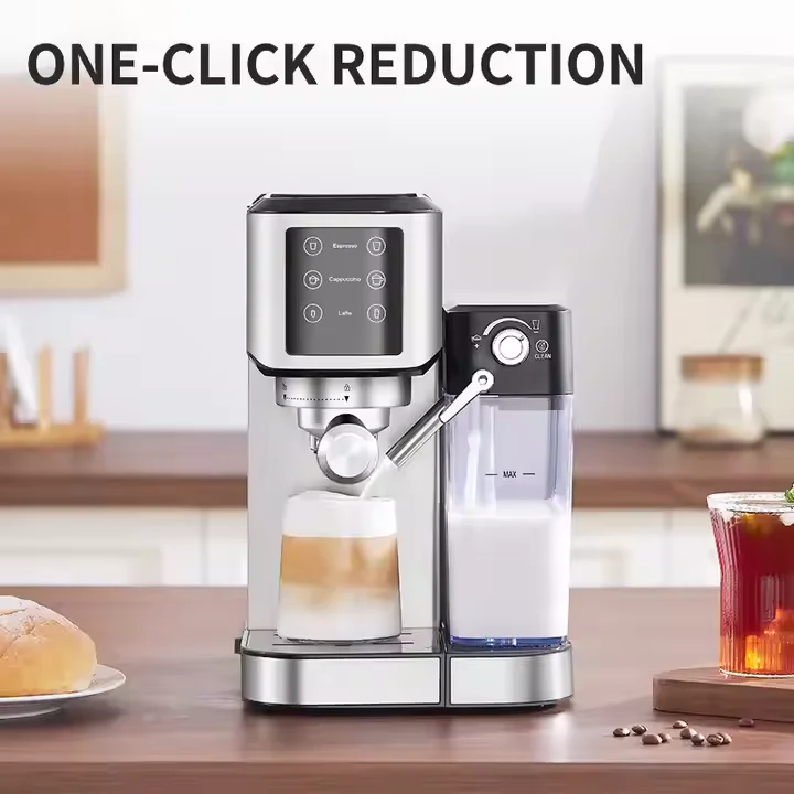 Custom logo Automatic Powder Brewer coffee Machine Espresso 3 In 1 coffee maker made in china With Grinder Milk Frother