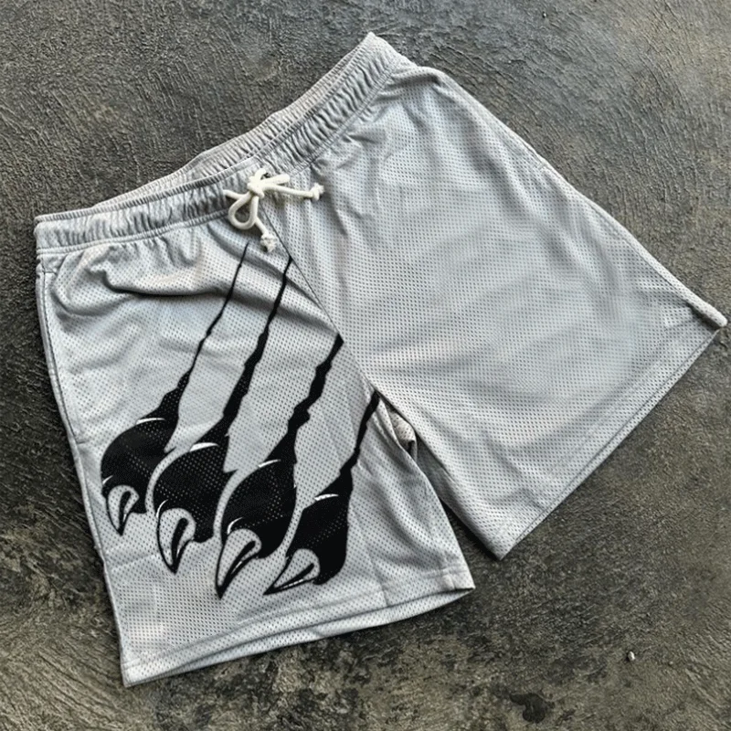 Custom Logo Wholesale Street Hip-Hop Multi-Line Basketball Drawstring Trendy Pants Sports Fitness Blank Mesh Shorts for Men