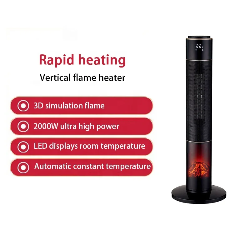 220-240V 50Hz 2000W flame PTC Ceramic two heat settings Fan Heater with 8 hours timer for home