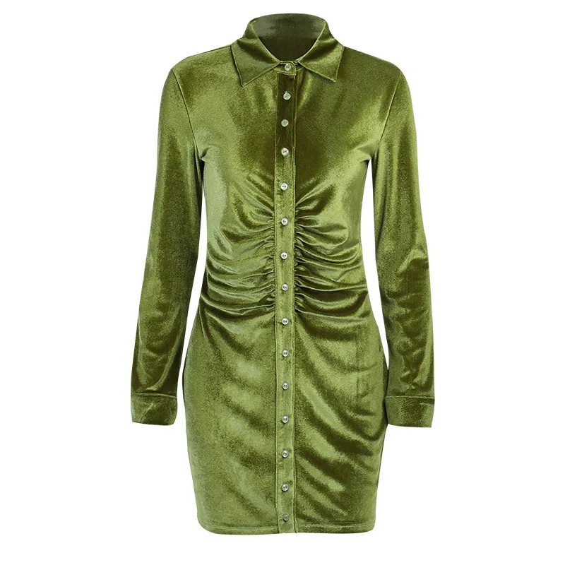 Turn-Down Collar Button Up Women Shirt Dresses Club Party Mini Dress Holiday 2021 Summer Streetwear