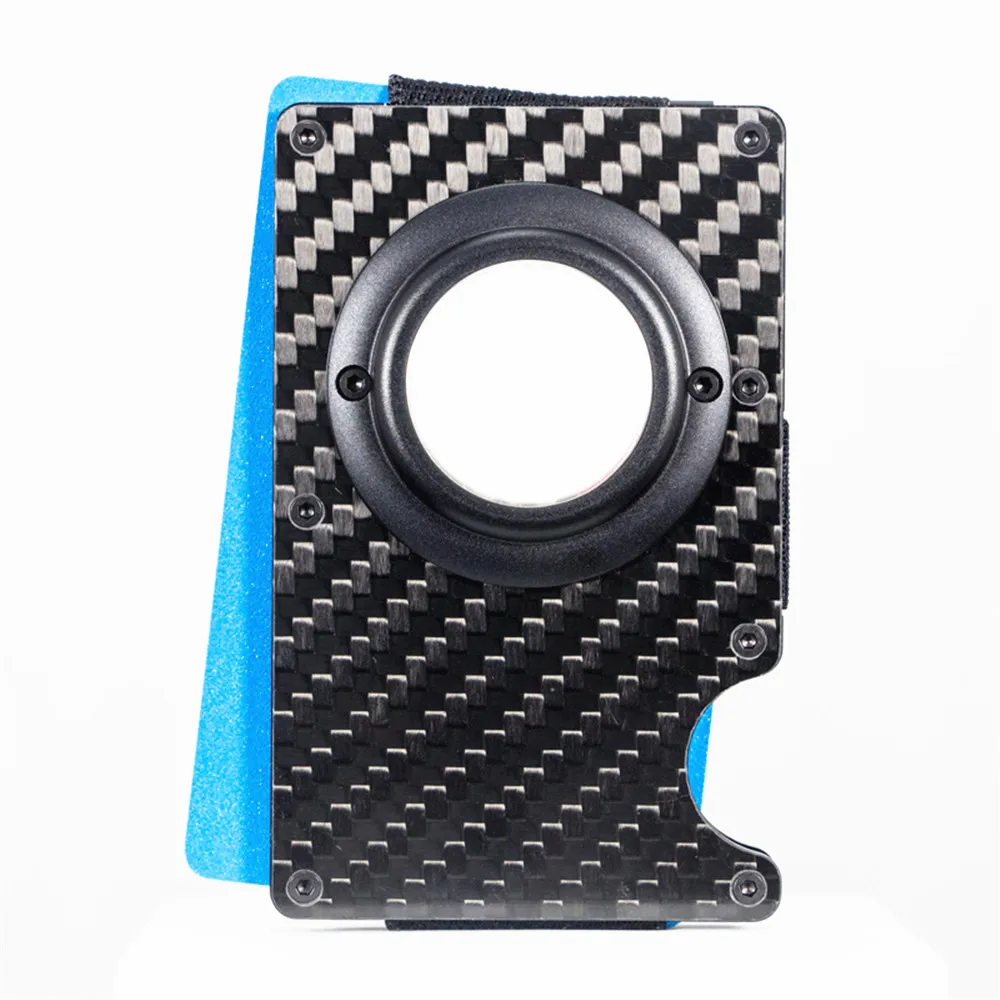 wallet smart rfid blocking carbon fiber card holder with aluminum alloy case for Apple airtag anti lost tracker