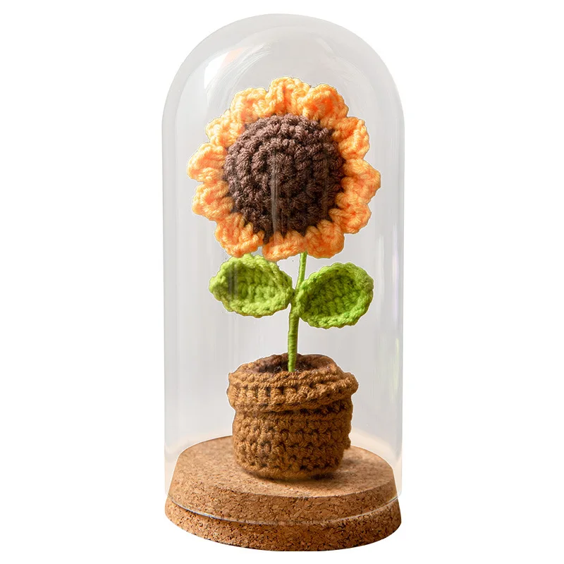 Hand-woven rose wool crochet sunflower graduation season simulation immortal flower potted plant