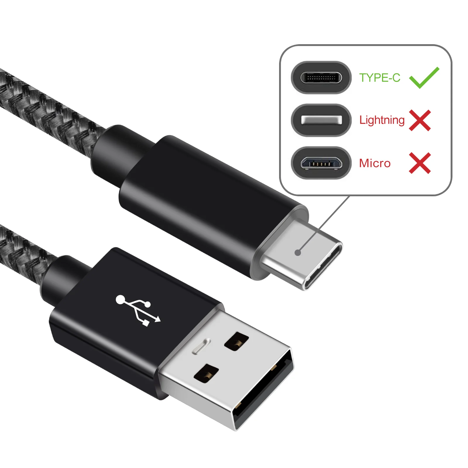 Cutomization 3A Fast Charger Nylon Cord Braided USB2.0 to Type C Charging