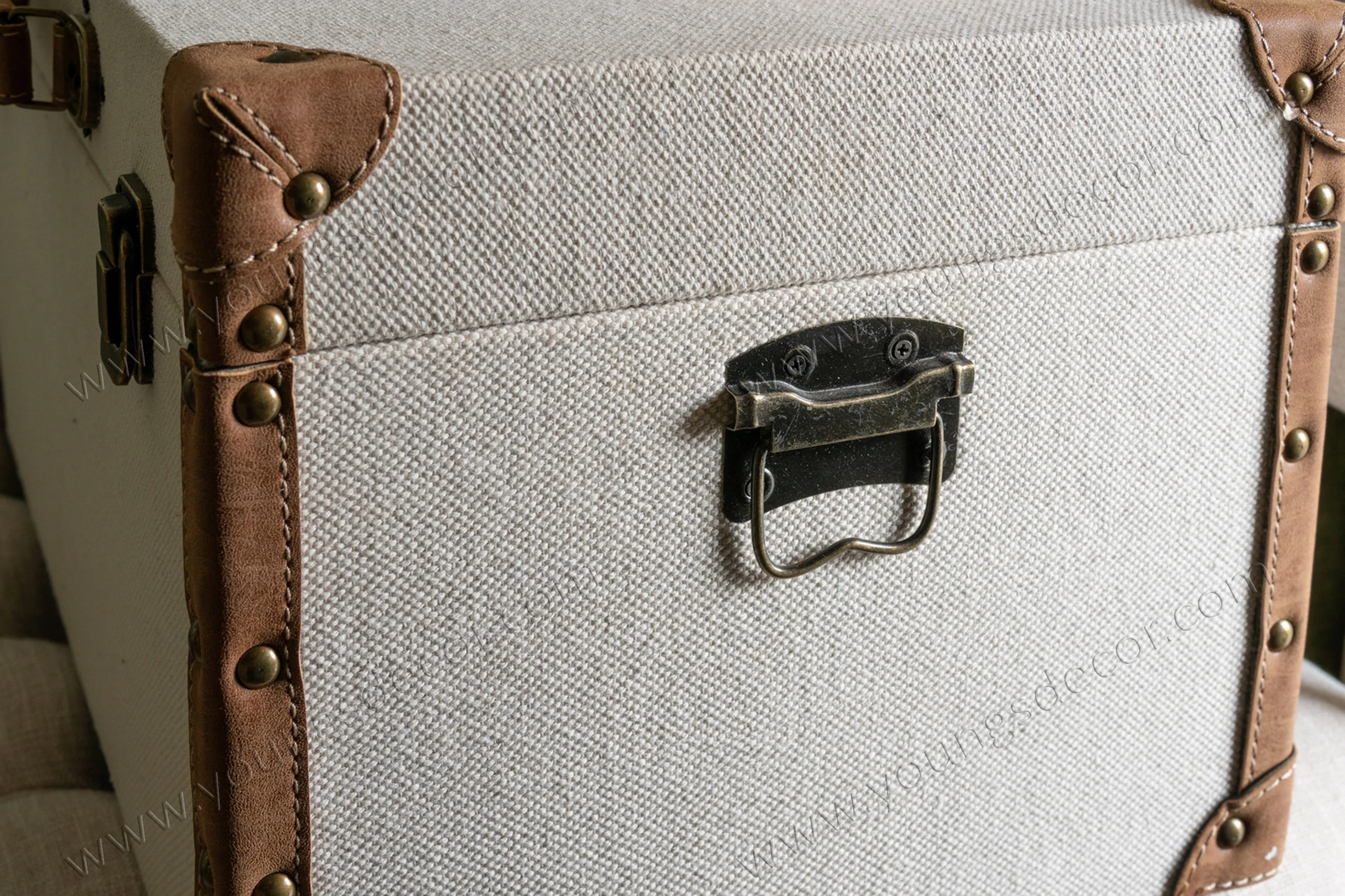 decorative wooden canvas storage trunk box