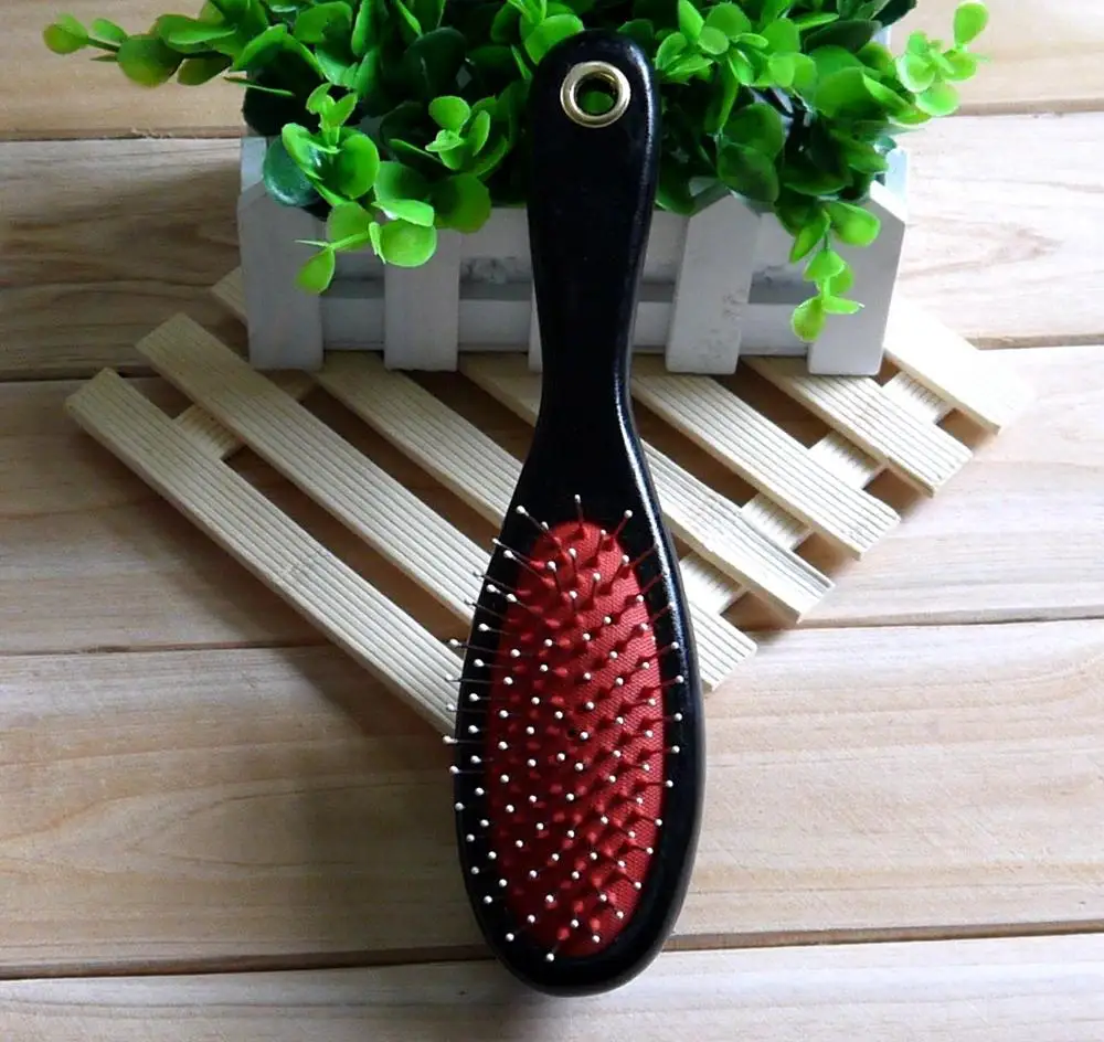 Щетка с щетиной для ухода за шерстью, щетка с черной деревянной ручкой для груминга домашних животных, собак, кошек, щенков, пуделей