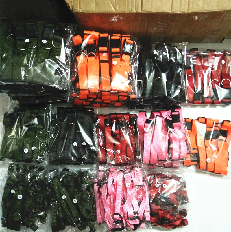 Custom logo produce nylon dog collar personalized dog collars plain color high quality nylon collar dogs pet