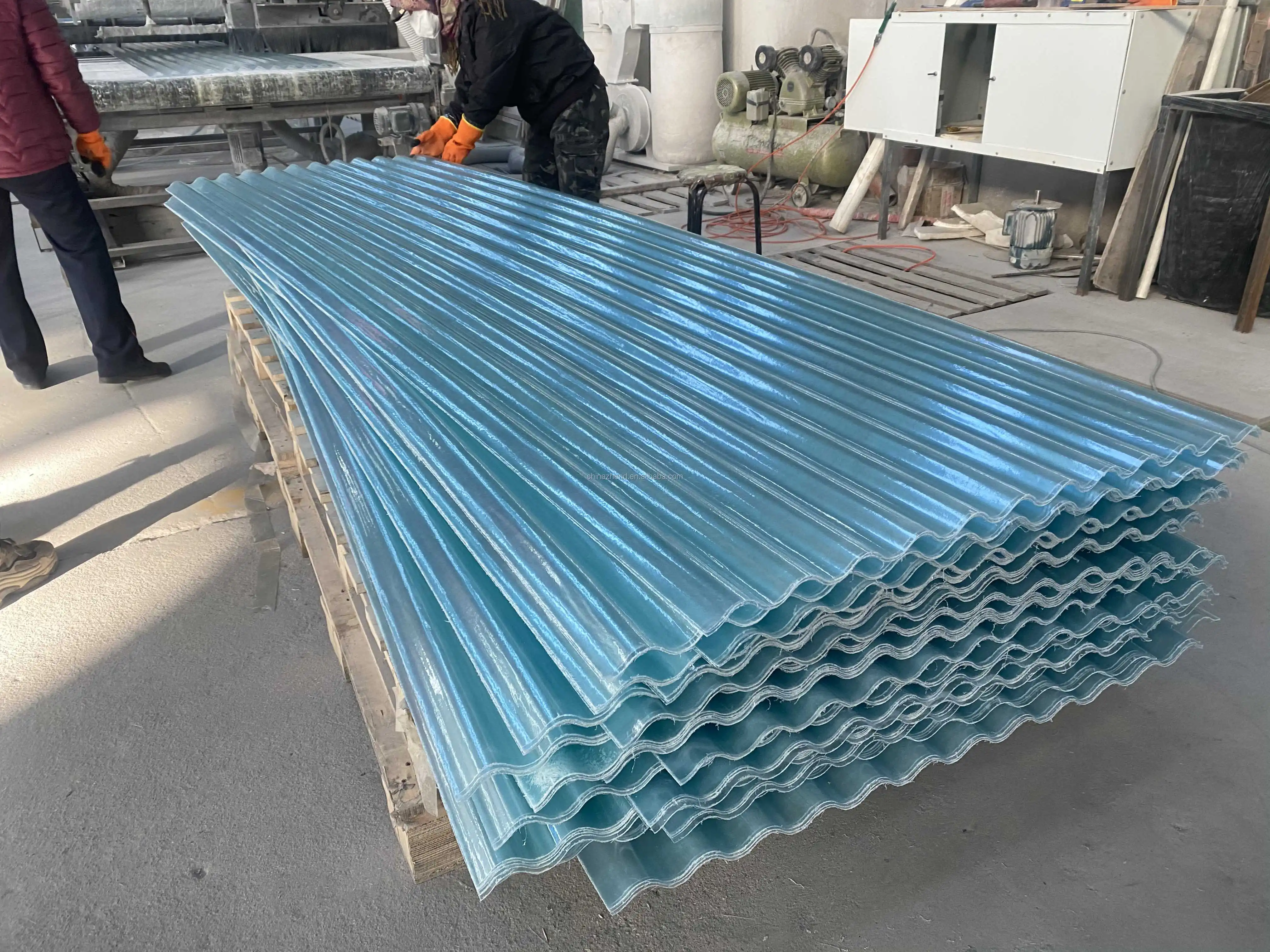 Wave FRP Corrugated Roof Sheet Fiberglass Transparent Panel GRP Tile Skylight Plastic Fiber glass Calamina Price For Greenhouse