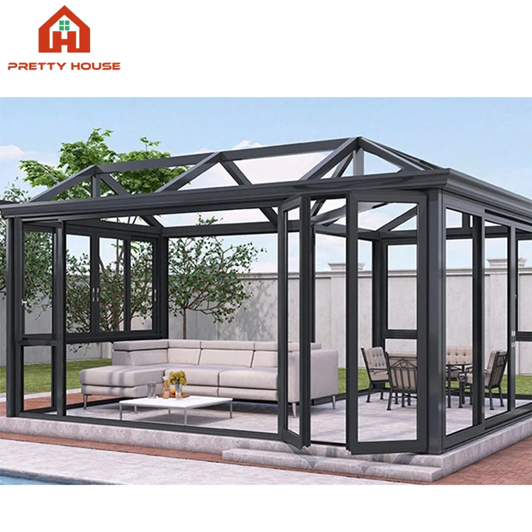 Sunroom motorized glass sliding roof houses slant