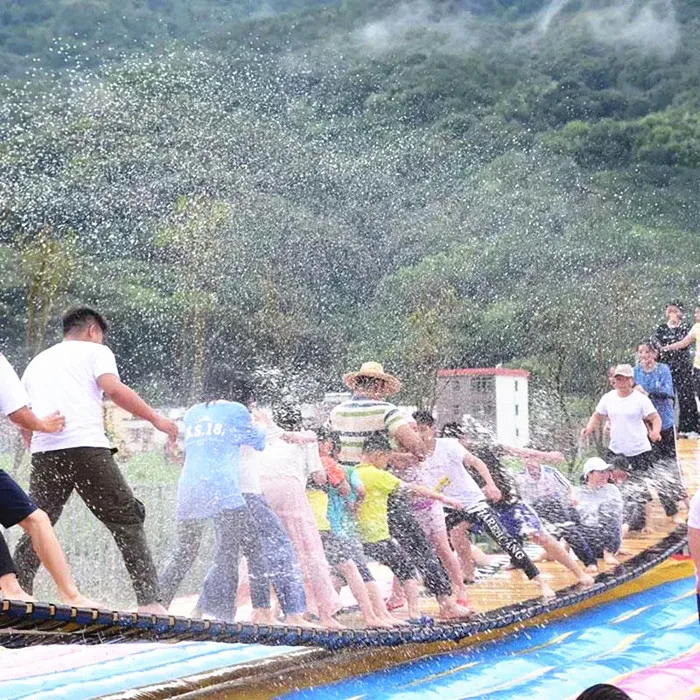 Support customized Swing bridge with a bouncer playground for younge people,water park entertainment equipment