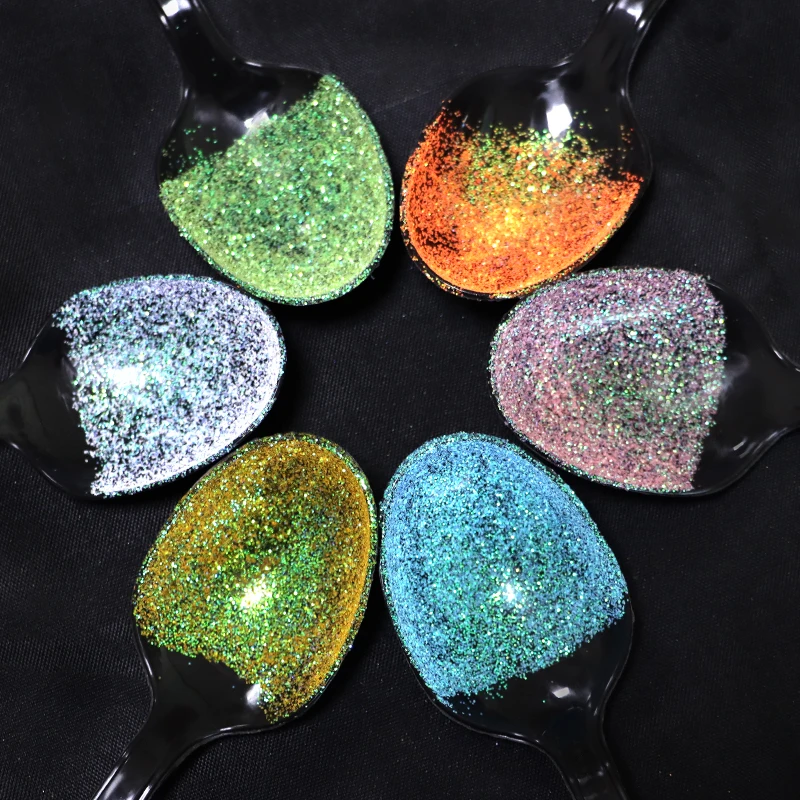 Environmental Pet Hexagonal Rainbow Iridescent Glitter Powder Glitter Acrylic Powder Glitter Powder For Craft
