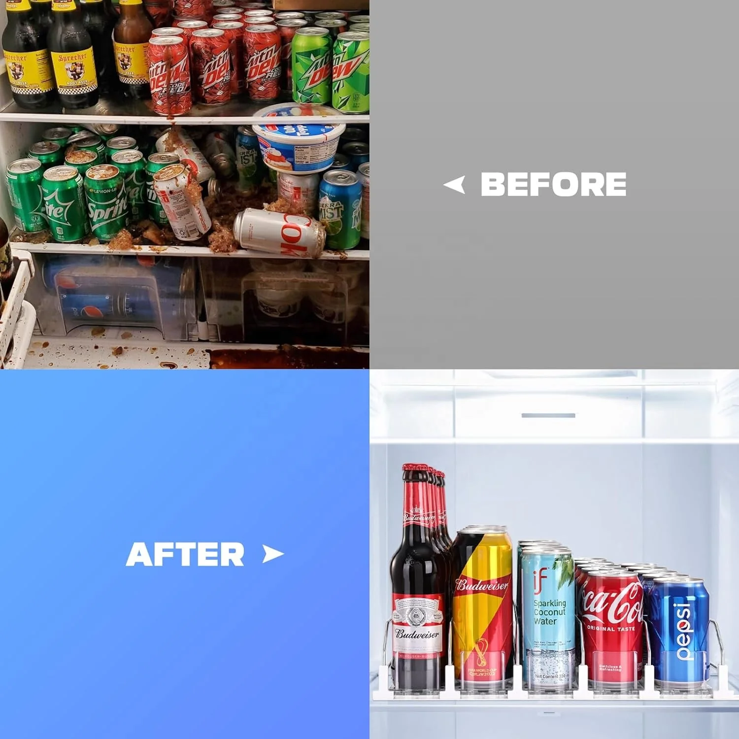Refrigerator Soda Can Organizer Automatic Pusher Kitchen Water Bottle Holder Supermarket Drink Pusher Cup Storage Rack