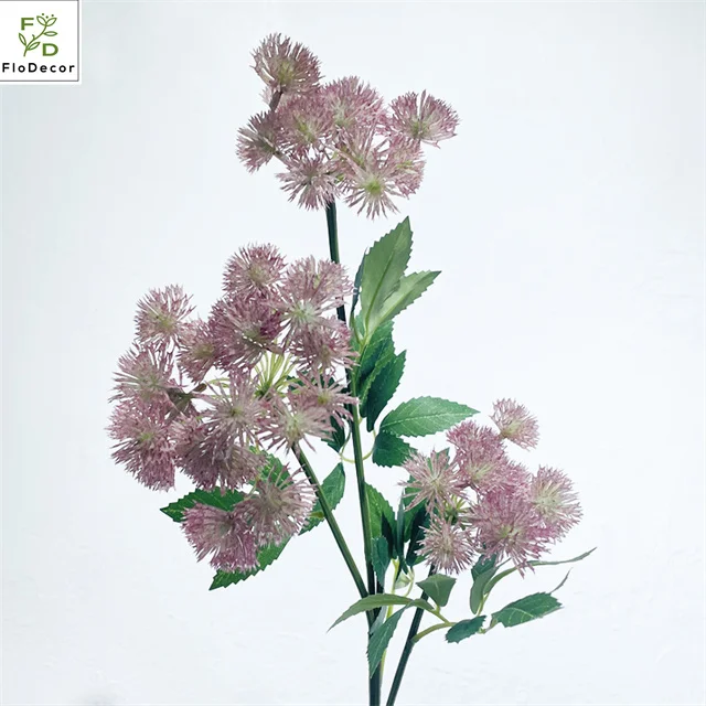 Wholesale Artificial Real Touch 3 Heads Astrantia Flowers Plastic Green White Purple Lace Flower For Wedding Decoration