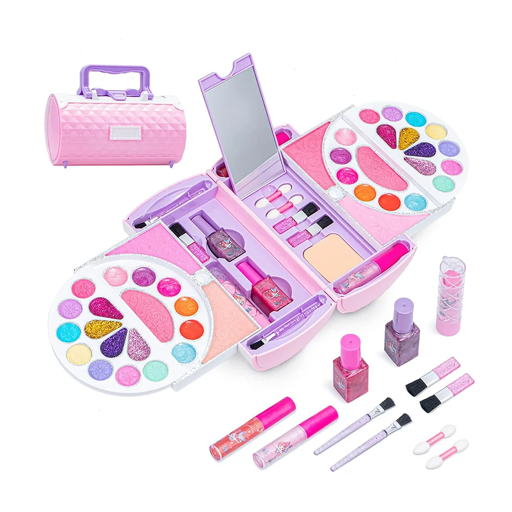 Birthday Gifts For Girls Washable Makeup For Kids Eyeshadow Palette Easy Peel-off Nail Polish Lipgloss