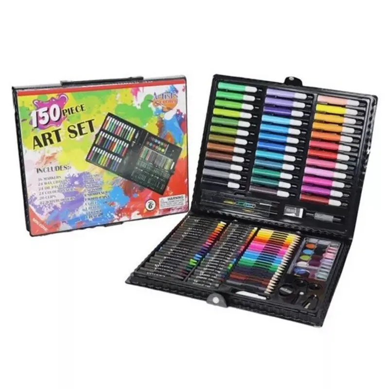 150 Pcs Kids Drawing Kit Children Painting Art Set Watercolored Pens Colored Pencil Oil Pastels Watercolor Paint  Art Box