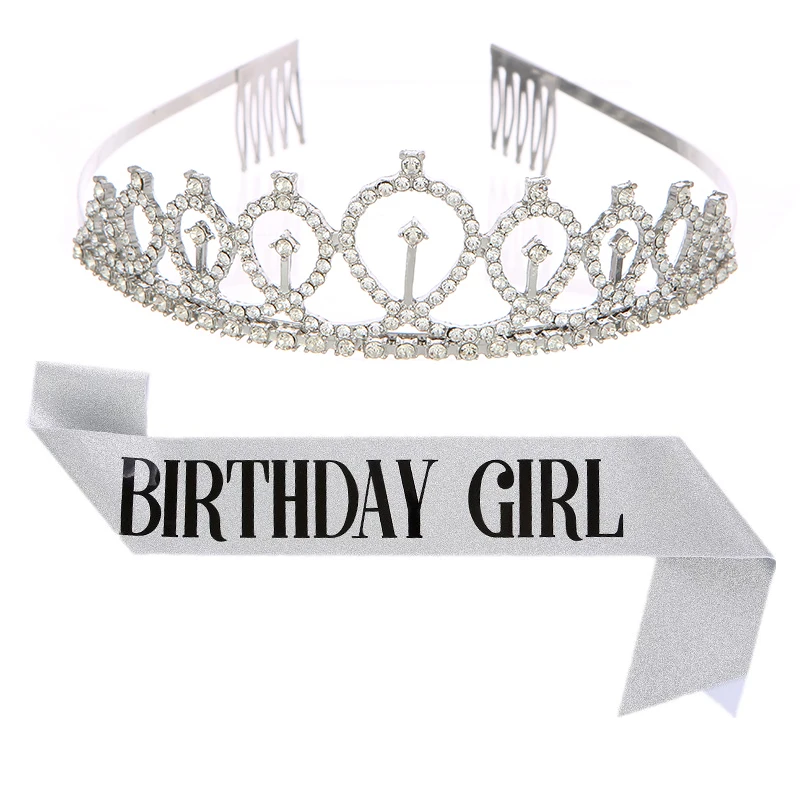 Happy Birthday queen girl Tiara Crown for Girls  Women, Rhinestone  Crown with Comb Crystal Birthday Party Hat