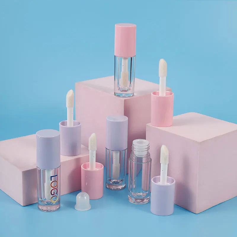 
Purple lipgloss tubes with brush , baby pink tube clear lipgloss , beautiful lipgloss tubes pink cap 
