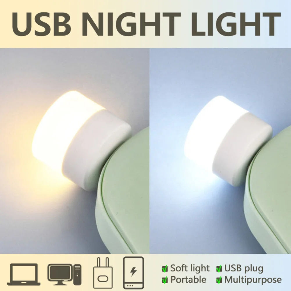 USB Night Light Portable USB Small Book Lamps LED Protection Reading Light USB Plug Computer Mobile Power Charging Desk Lamp Led