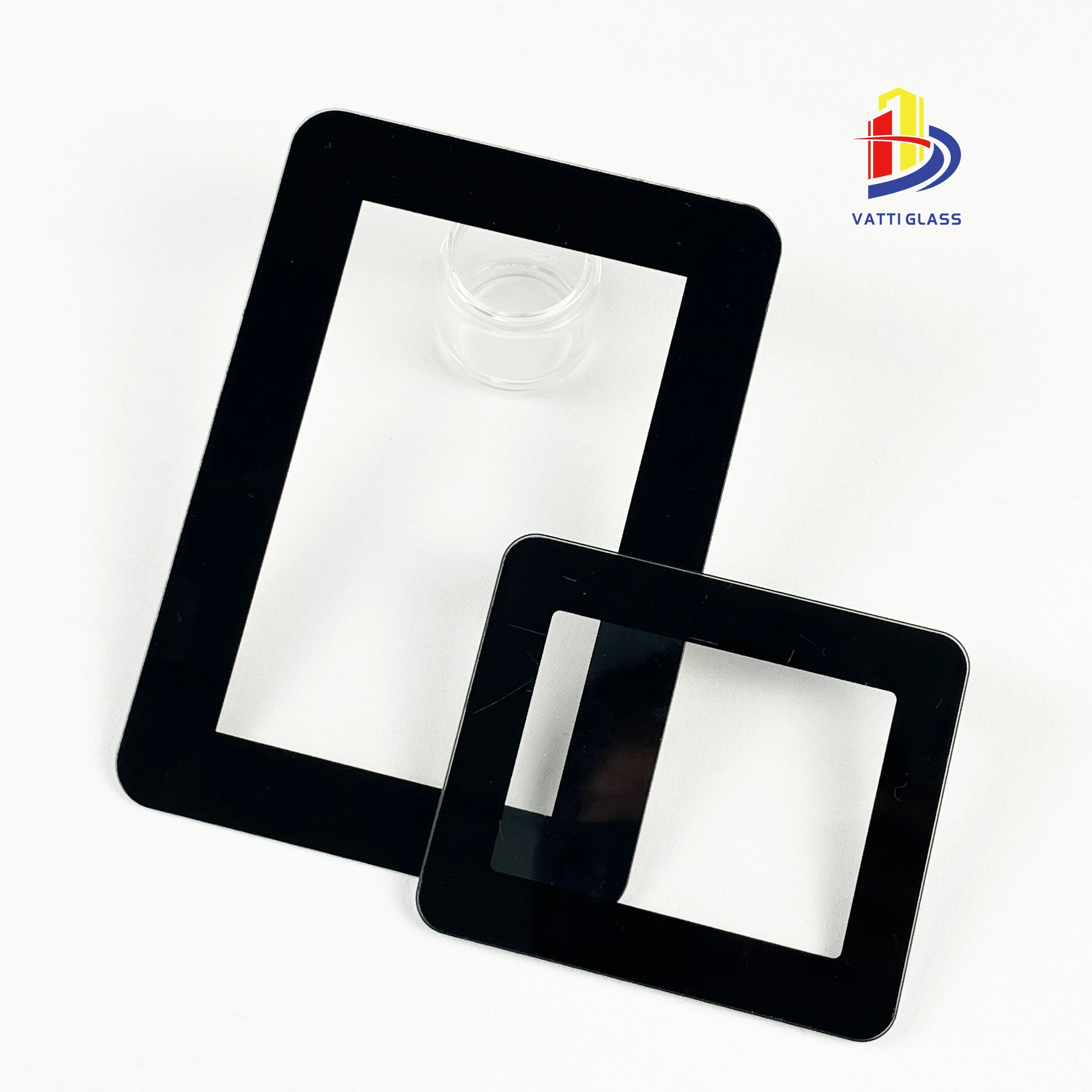 Custom silk screen print display screen ultra white glass cover plate with transparent tempered electronic glass panel
