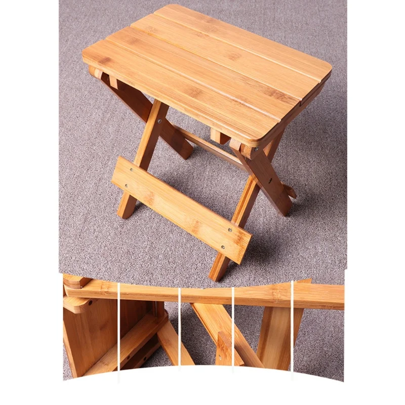 Bamboo folding stool portable household solid Bamboo taburet outdoor fishing chair small bench square stool
