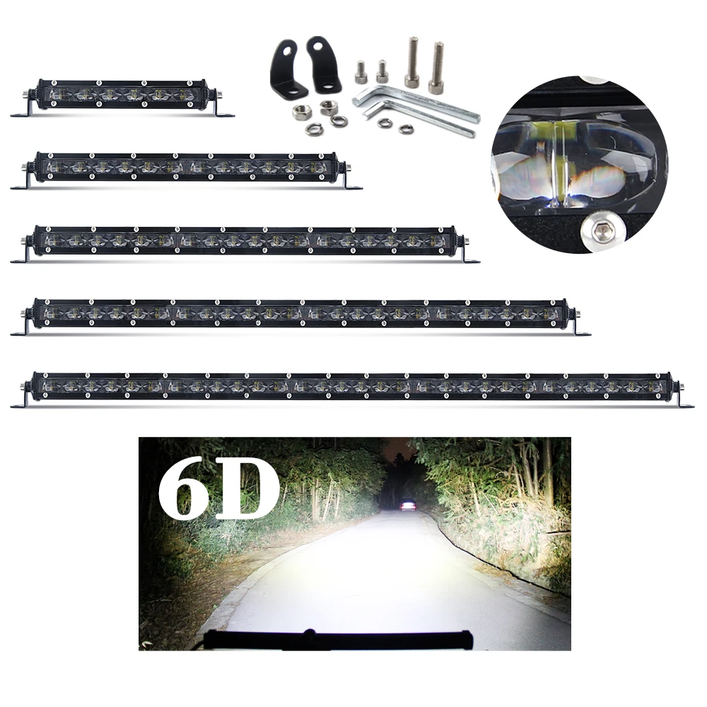 Дешевый скрытый бампер 4x4 Автомобильный светодиодный светильник 14 дюймов 32 дюйма 24 в яркий вездеход супер тонкий 6D Однорядный внедорожник светодиодный рабочий светильник