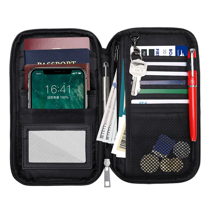 Men Waterproof Passport Wallet Card Holder With Coin Pocket Mens Clutch Passport Bag Cover ID Credit Card Holder RFID Fashion