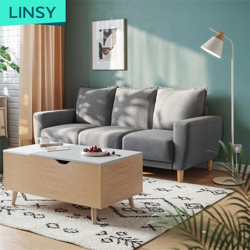 Linsy 2-3 сиденья деревянный каркас квартиры небольшой блок гостиной размер диван