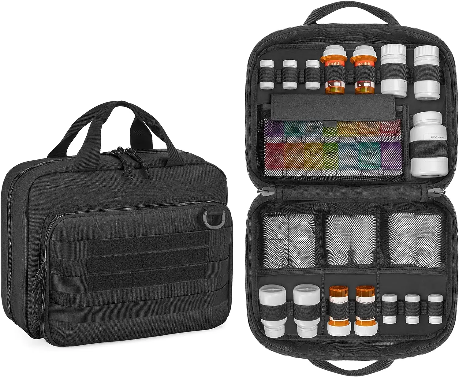 Durable Nylon Medication Organizer Storage for Pills Bottles and Medical Supplements Travel Medicine Pill Bottle Organizer Bag