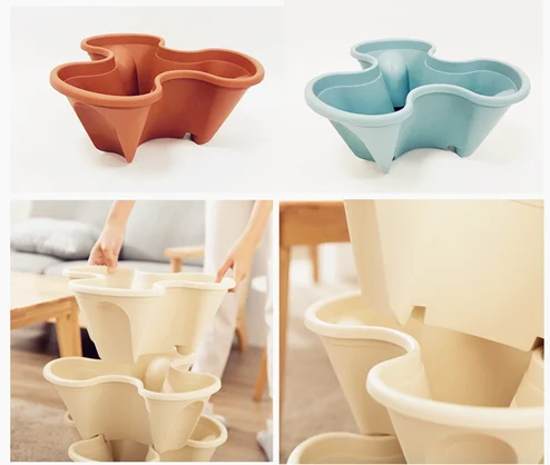 Vertical Hanging Stacked Planter Plastic Flower Pots For Sale