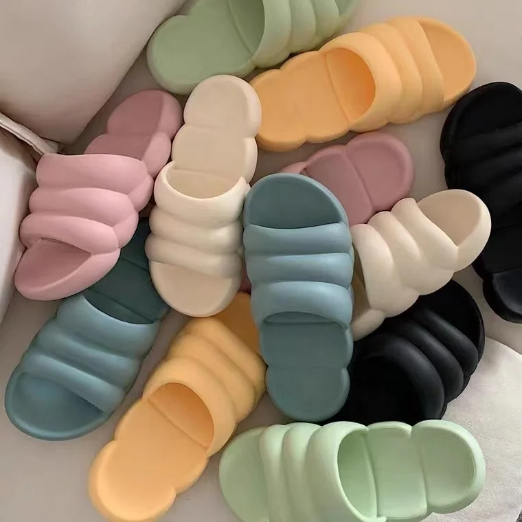 Hot Sale Cute Home EVA Slippers Candy Color Bathroom Soft Unisex Slides Bread Shoes Women Flip Flops
