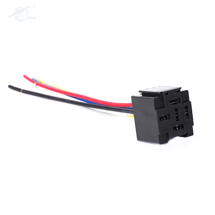 Factory custom manufacturing automotive 80A 5 pin 12V 24V car relay socket with wiring harness cable assembly