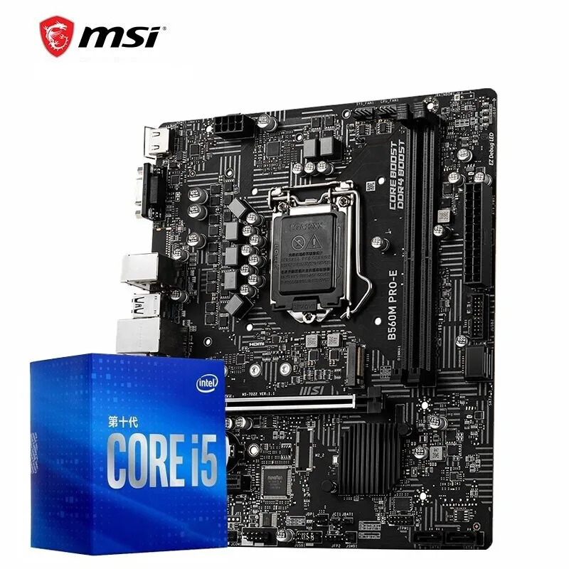 MSI B560M/H510M материнская плата с 10400/10500/11400/11700 Материнская плата Процессор Декодер каналов кабельного телевидения B560M PRO-E 10th поколения I3 10105F Малый набор в коробке