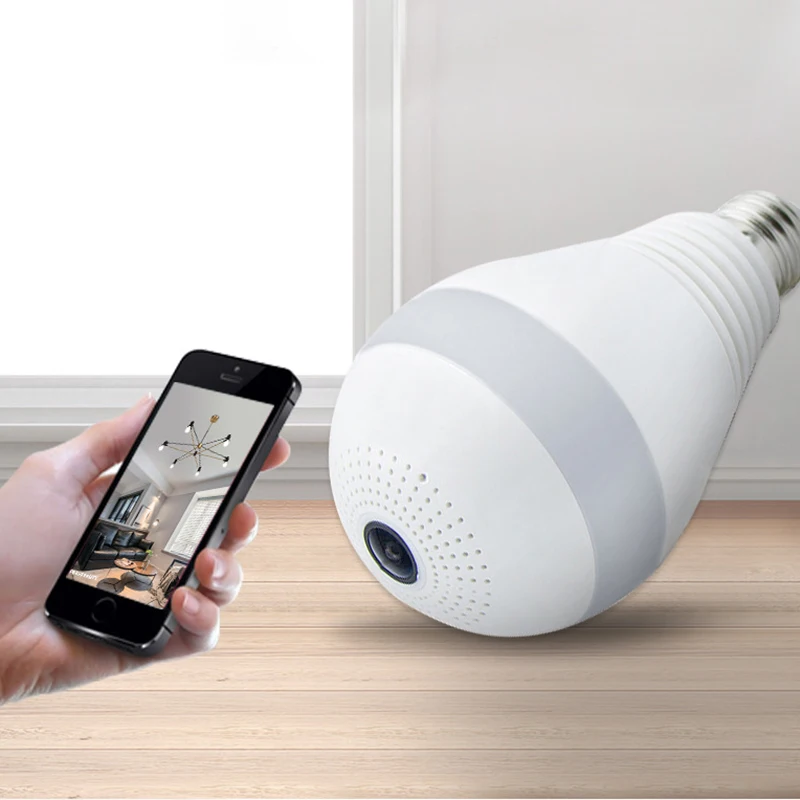 Smart E27 LED Light Bulb Camera 1080P 2MP WiFi Panoramic Ceiling Hidden VR 360 Degree Full View Bombillos LED Fisheye Camara