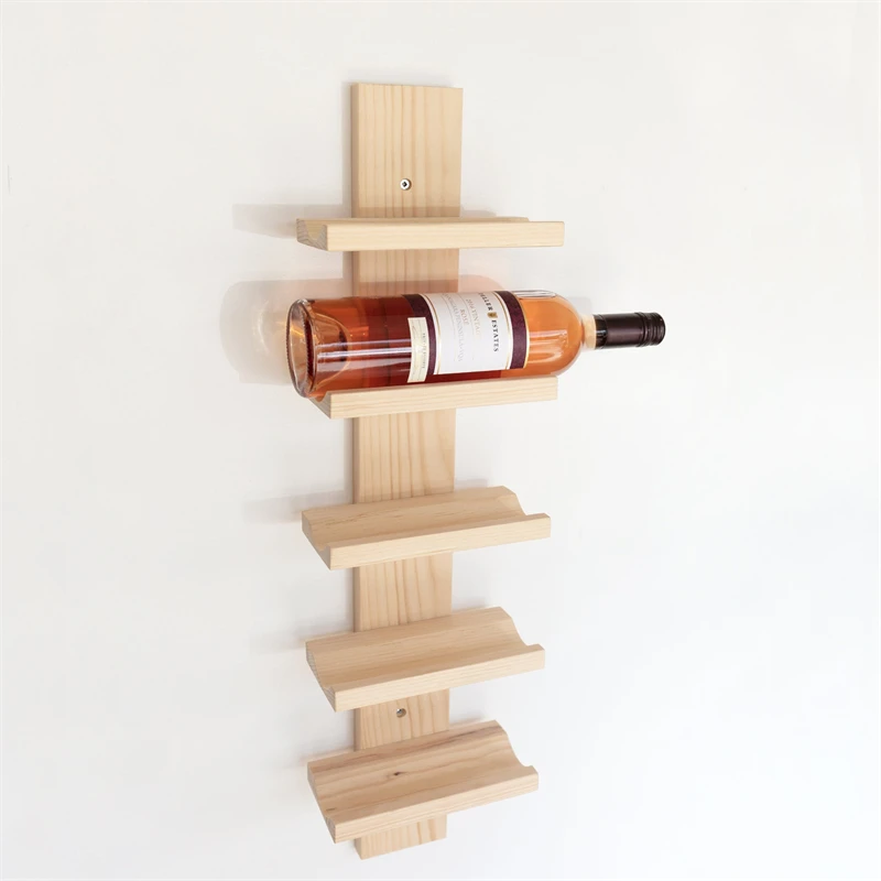 Custom New Design Buoyant Wooden Storage Wall mounted Floating Handmade Display Bottle Hanging Wine Rack