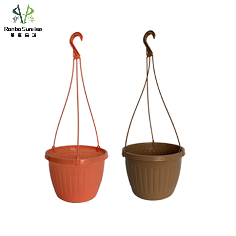 Ronbo Sunrise 10 Inch Outdoor Garden Round Durable Nursery Plastic Hanging Basket Planter Pots (62430362402)